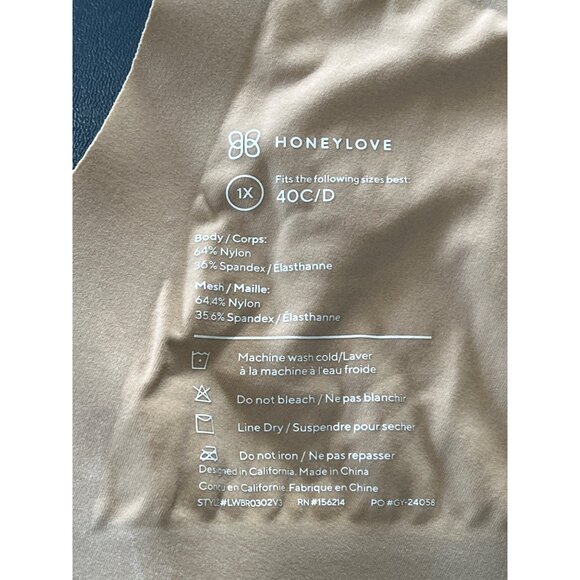 Honeylove Signature Wireless Bra 40C/D Nude Seamless Mesh Comfort Support - Picture 2 of 7